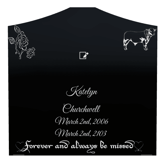 Cropped Peak Laser-Etched Black Granite Headstone – Flower Heart preview