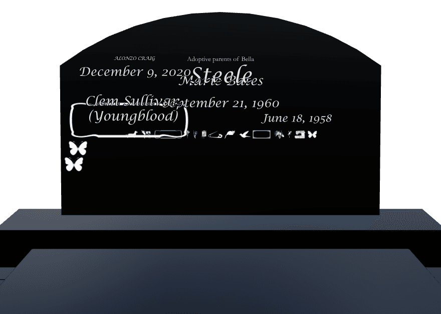Serpentine Laser-Etched Black Granite Headstone – Bird Butterflies preview