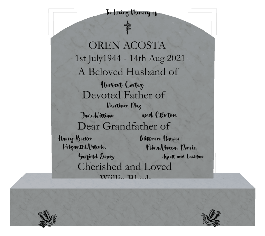 Curved Top Traditional Engraved Headstone – Devoted Father preview