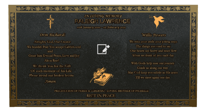Rectangle (landscape) Bronze Plaque – dove preview