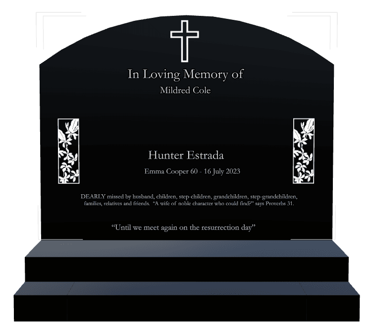 Curved Top Laser-Etched Black Granite Headstone – Until we Meet Again preview