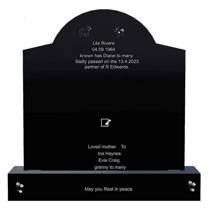 Curved Gable Laser-Etched Black Granite Headstone – Rest in Peace Headstone preview