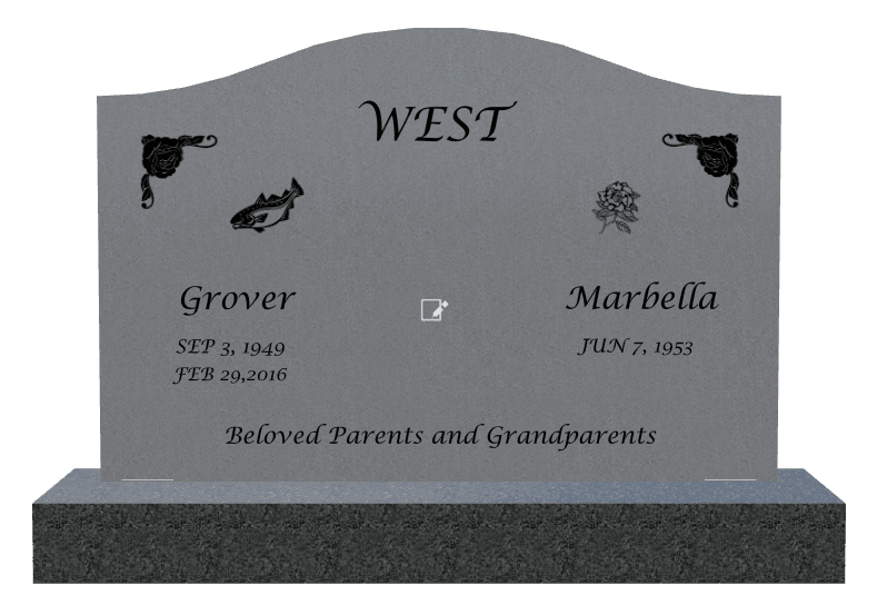 Serpentine Traditional Engraved Headstone – Fish Flower preview