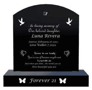 Curved Top - Beloved Daughter Headstone memorial design preview