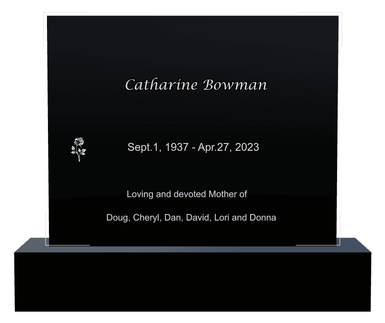 Square Laser-Etched Black Granite Headstone – Devoted Mother Headstone preview