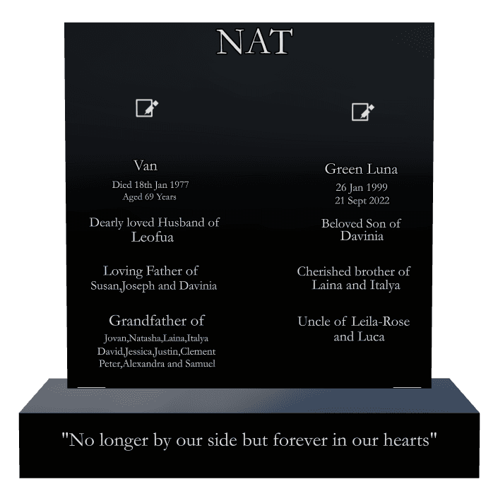 Square Laser-Etched Black Granite Headstone – Loving Father Headstone preview