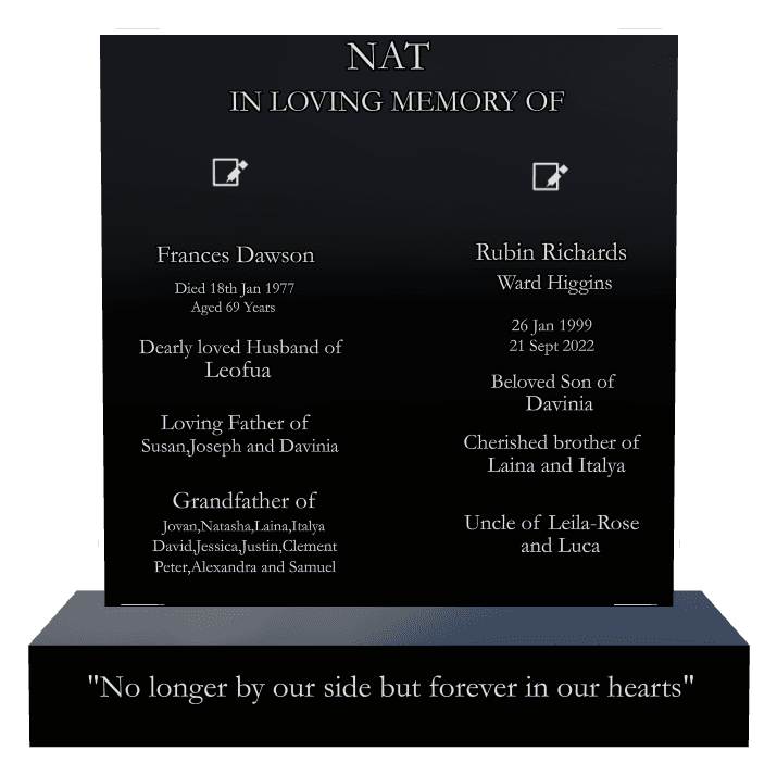 Square Laser-Etched Black Granite Headstone – Loving Father preview