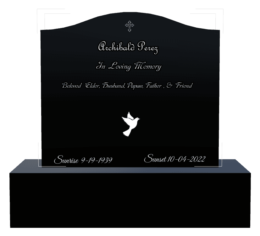 Serpentine Laser-Etched Black Granite Headstone – In Loving Memory preview