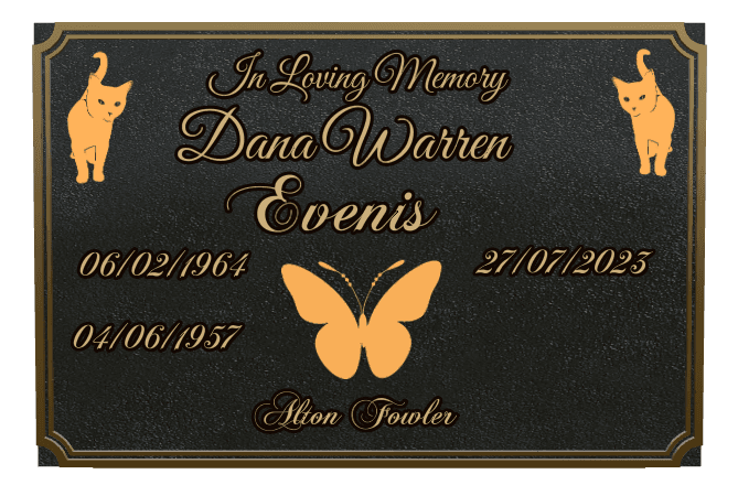 Rectangle (landscape) Bronze Plaque – butterflies and cat preview