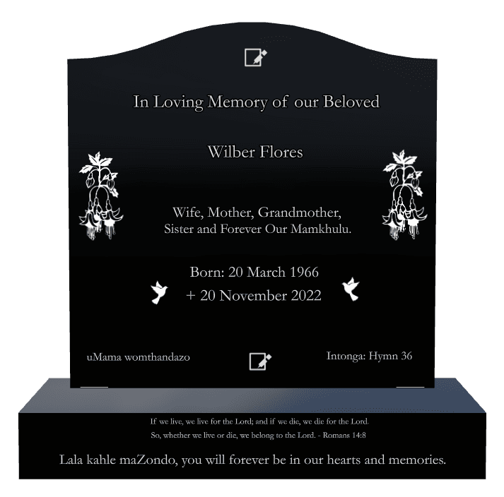 Serpentine Laser-Etched Black Granite Headstone – In Loving Memory preview