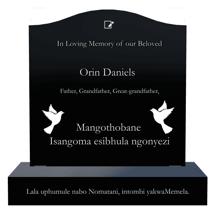Serpentine Laser-Etched Black Granite Headstone – In Loving Memory preview