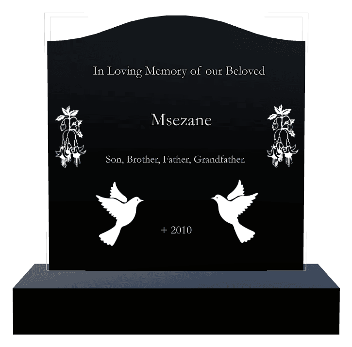 Serpentine Laser-Etched Black Granite Headstone – In Loving Memory preview
