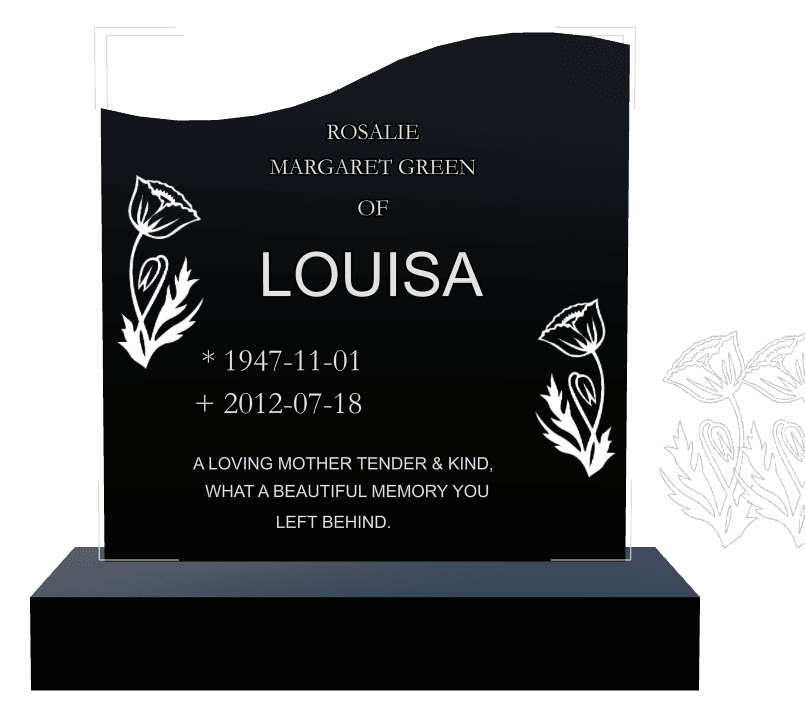 Right Wave Laser-Etched Black Granite Headstone – Loving Mother Headstone preview