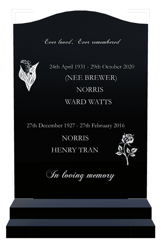 Serpentine Laser-Etched Black Granite Headstone – In Loving Memory preview