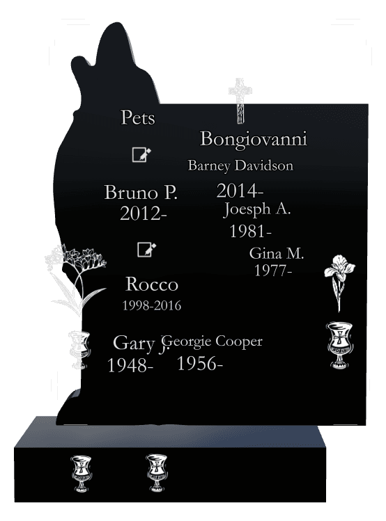 Laser-Etched Black Granite Headstone – Flower preview
