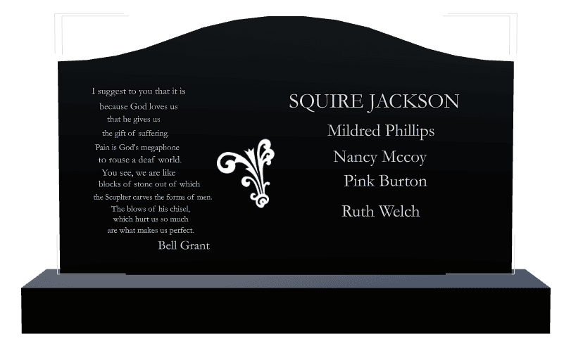Serpentine Laser-Etched Black Granite Headstone – Religious preview