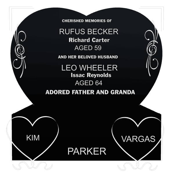 Heart Laser-Etched Black Granite Headstone – heart preview