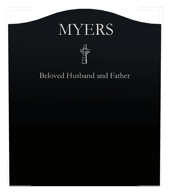 Serpentine Laser-Etched Black Granite Headstone – Husband preview