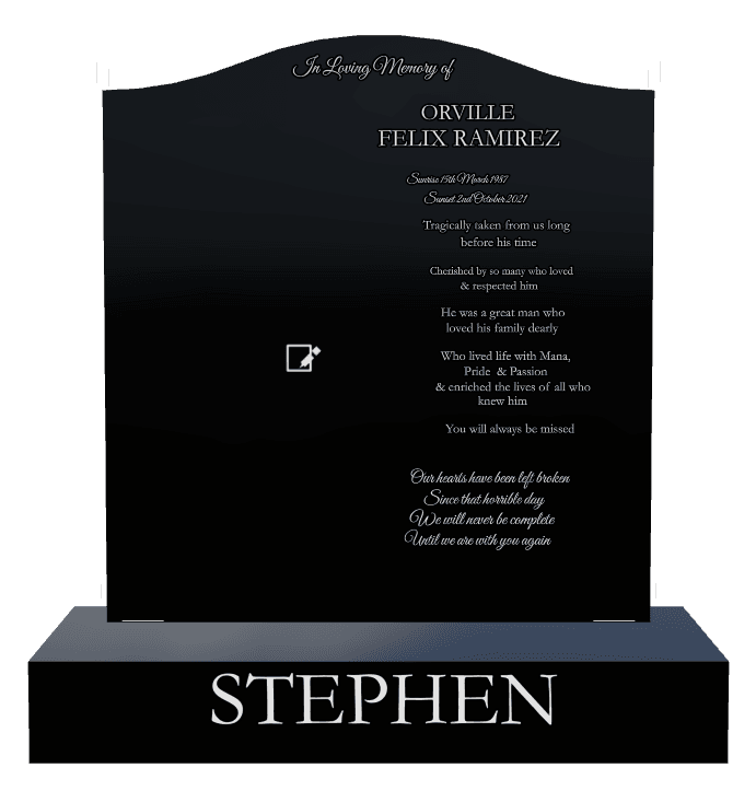 Serpentine Laser-Etched Black Granite Headstone – In Loving Memory preview