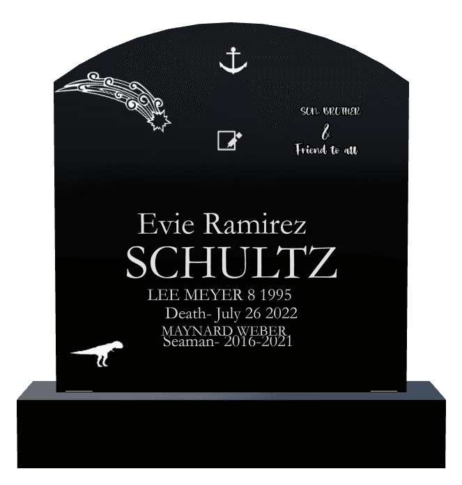 Curved Top Laser-Etched Black Granite Headstone – Anchor preview