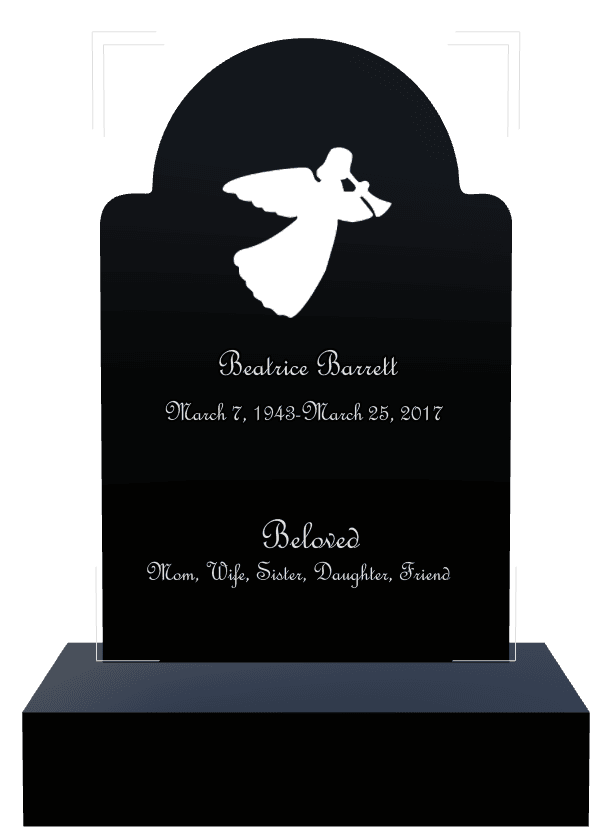 Laser-Etched Black Granite Headstone – Angel preview