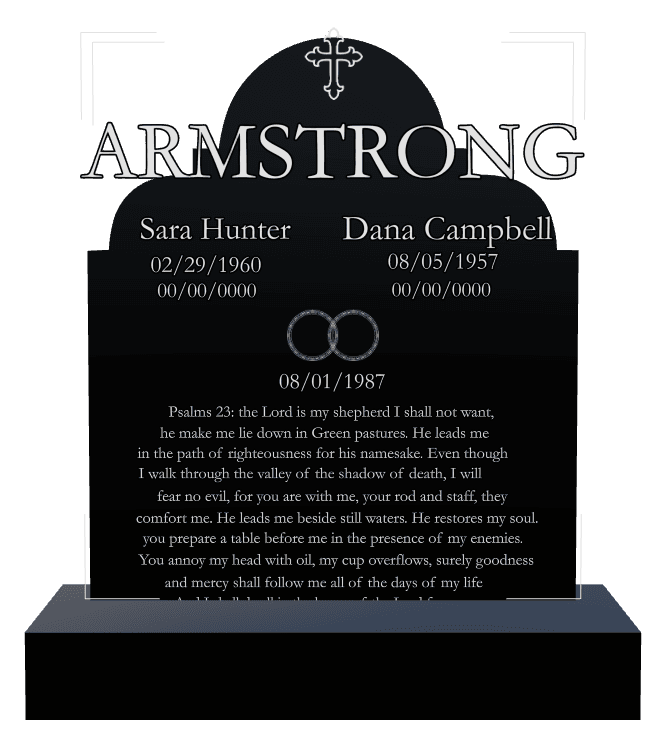 Laser-Etched Black Granite Headstone – The Lord is my Shepherd i Shall Not Want preview