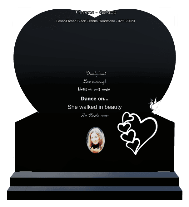 Serpentine Laser-Etched Black Granite Headstone – Until we Meet Again preview