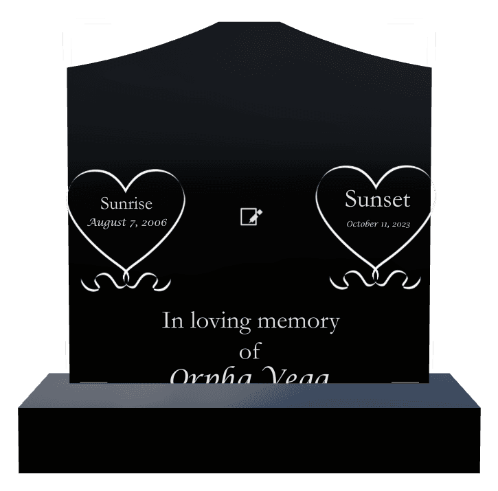 Cropped Peak Laser-Etched Black Granite Headstone – In Loving Memory preview