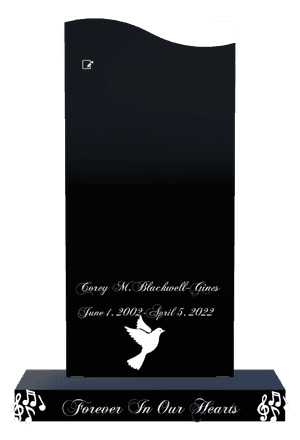 Left Wave - Forever in Our Hearts Headstone memorial design preview