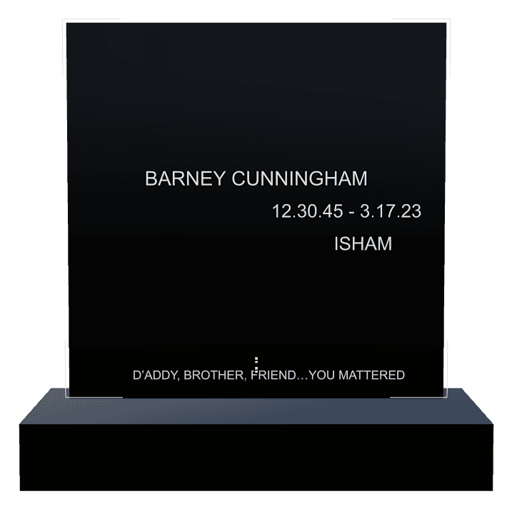 Square Laser-Etched Black Granite Headstone – Brother Headstone preview