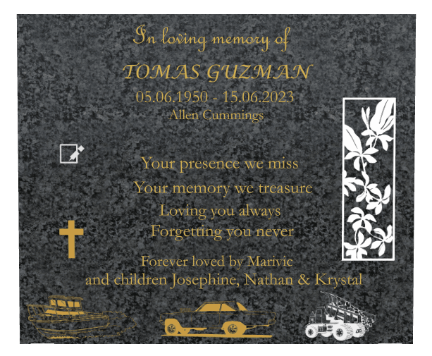 Rectangle (landscape) Traditional Engraved Plaque – cross, flower and flowers preview