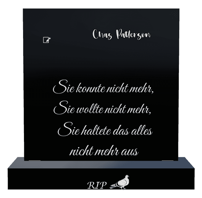 Square Laser-Etched Black Granite Headstone – Bird Headstone preview