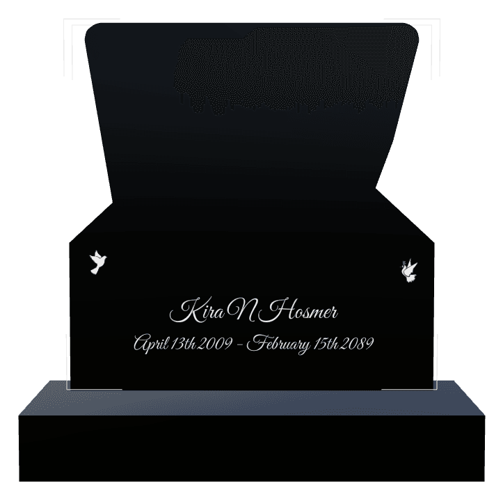 Laser-Etched Black Granite Headstone – Dove preview
