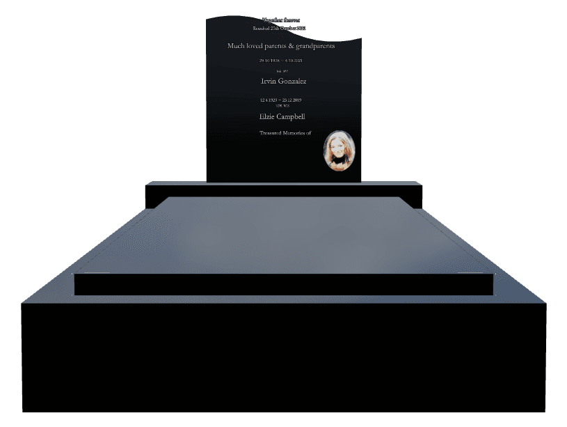 Serpentine Laser-Etched Black Granite Monument – Much Loved Monument preview