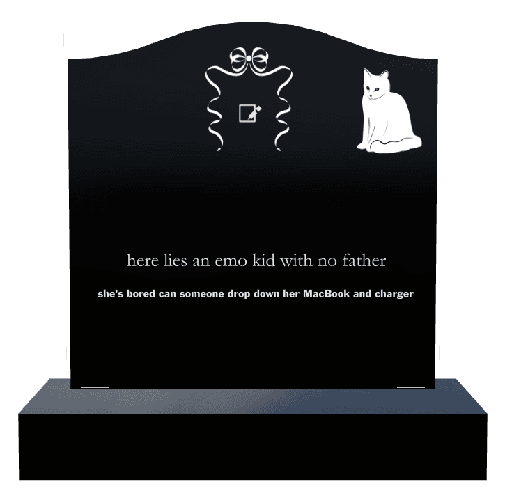 Serpentine Laser-Etched Black Granite Headstone – Cat Heart Headstone preview
