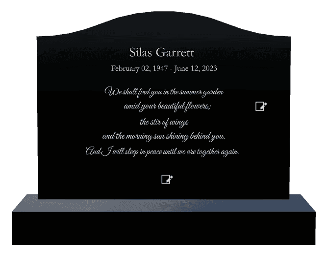 Serpentine Laser-Etched Black Granite Headstone – Garden preview