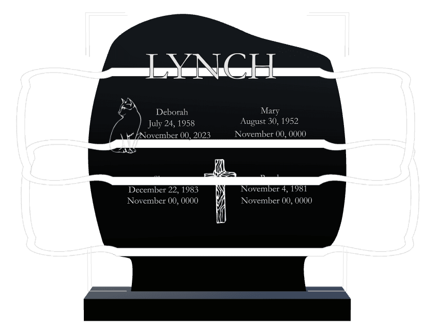 Laser-Etched Black Granite Headstone – Cat preview
