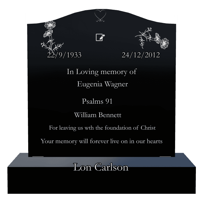 Serpentine Laser-Etched Black Granite Headstone – In Loving Memory preview