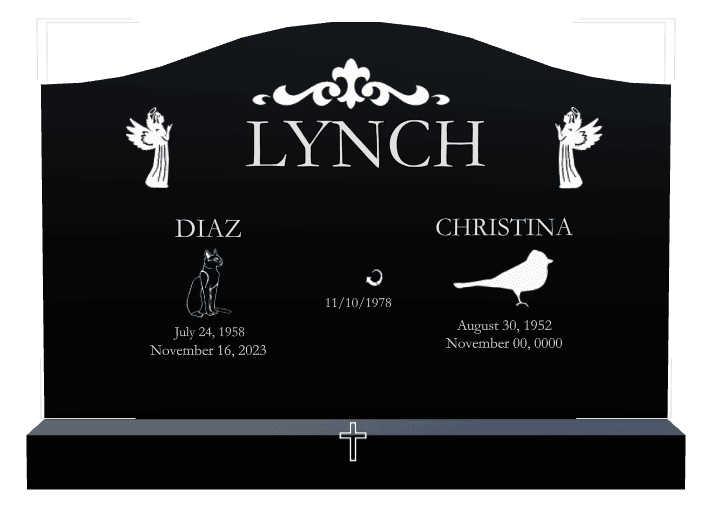 Serpentine Laser-Etched Black Granite Headstone – Angel Bird preview