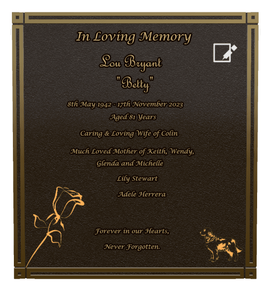 Rectangle (portrait) Bronze Plaque – dog and flower preview