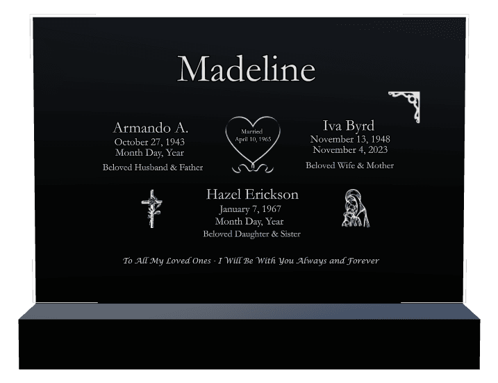 Square Laser-Etched Black Granite Headstone – Beloved Daughter Headstone preview