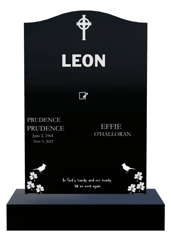 Serpentine Laser-Etched Black Granite Headstone – John preview
