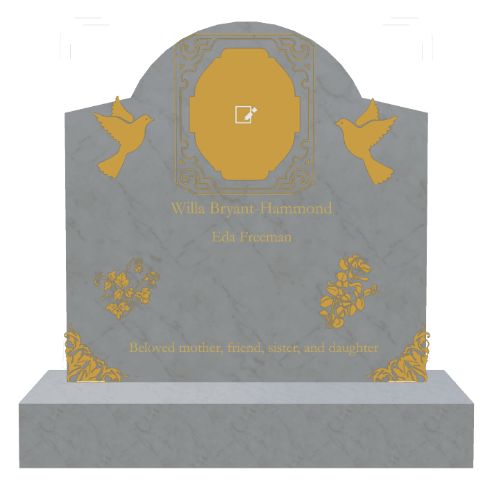 Curved Gable Traditional Engraved Headstone – Dove Flower preview