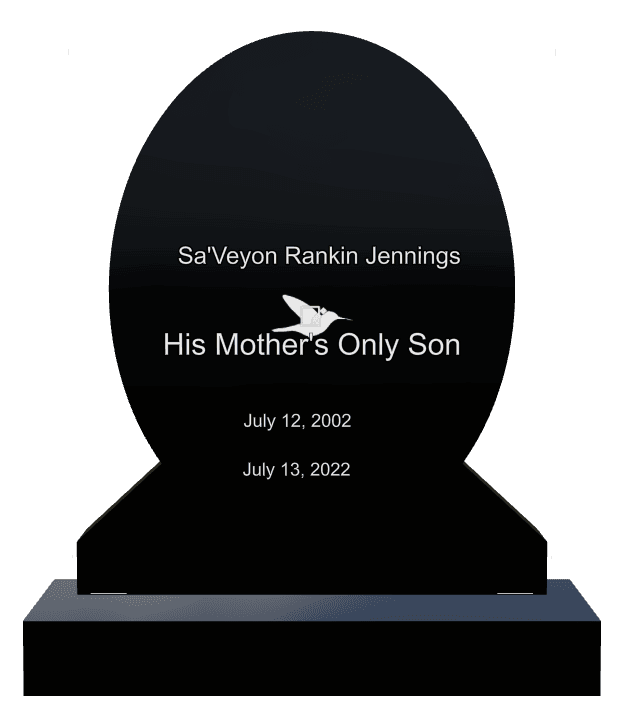 Laser-Etched Black Granite Headstone – Bird preview