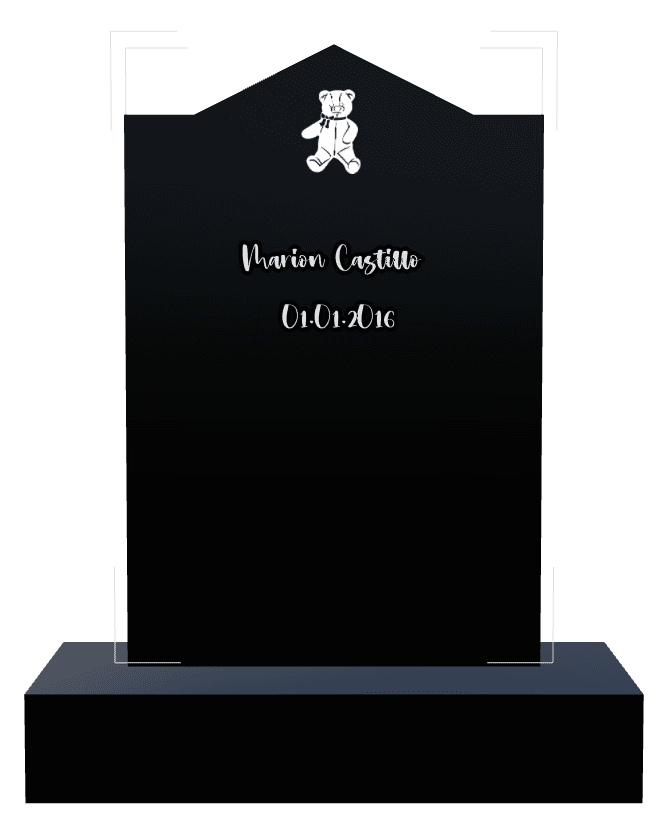 Gable Laser-Etched Black Granite Headstone – Teddy Bear preview