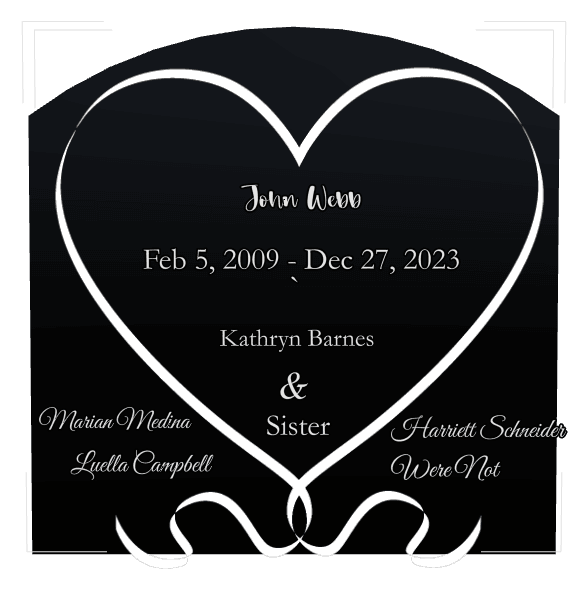 Curved Top Laser-Etched Black Granite Headstone – Heart Headstone preview