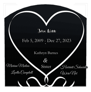 Curved Top - Heart Headstone memorial design preview