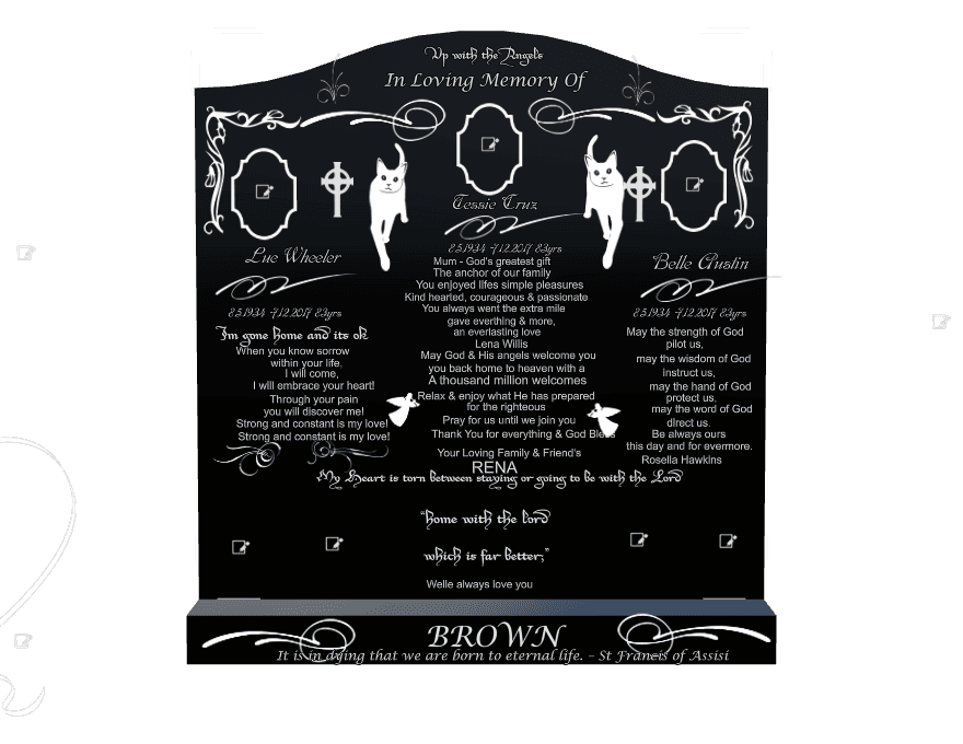 Serpentine Laser-Etched Black Granite Headstone – Kind Heart Headstone preview