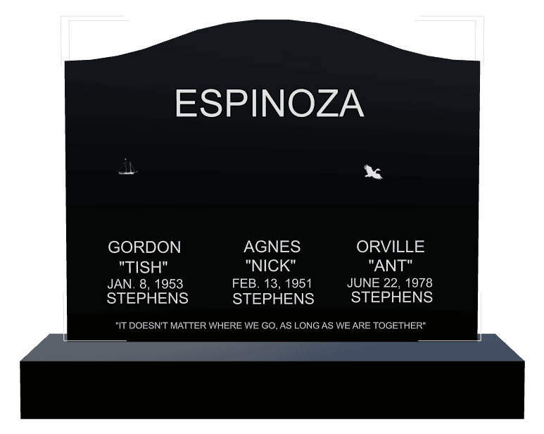 Serpentine Laser-Etched Black Granite Headstone – Duck preview