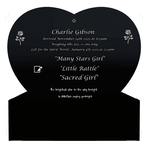 Heart Laser-Etched Black Granite Headstone – flower and flowers preview